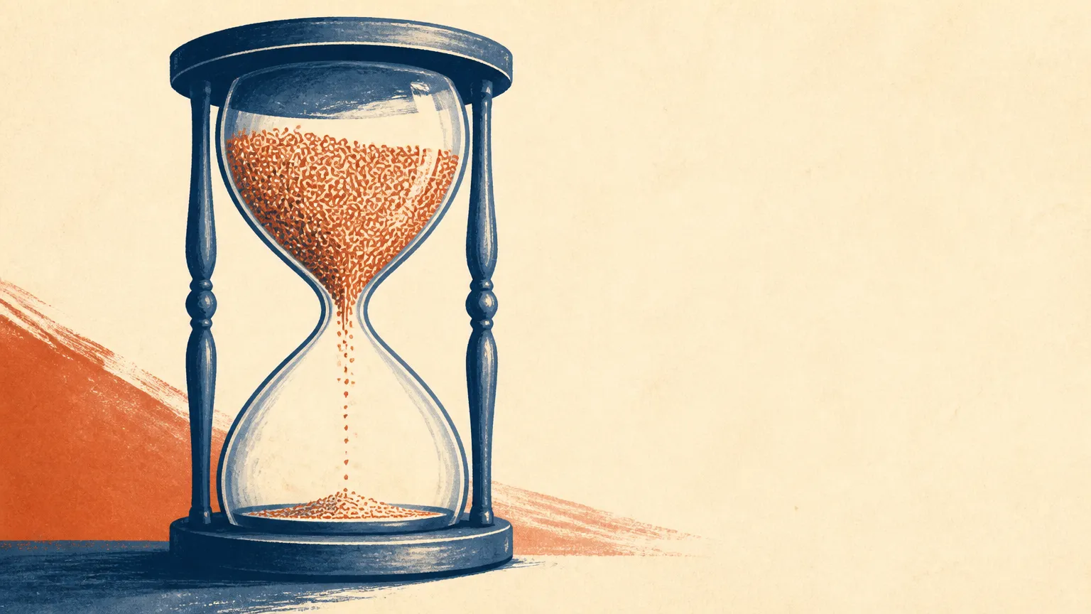 Editorial illustration: a rising AI revenue line crossing a falling profit line